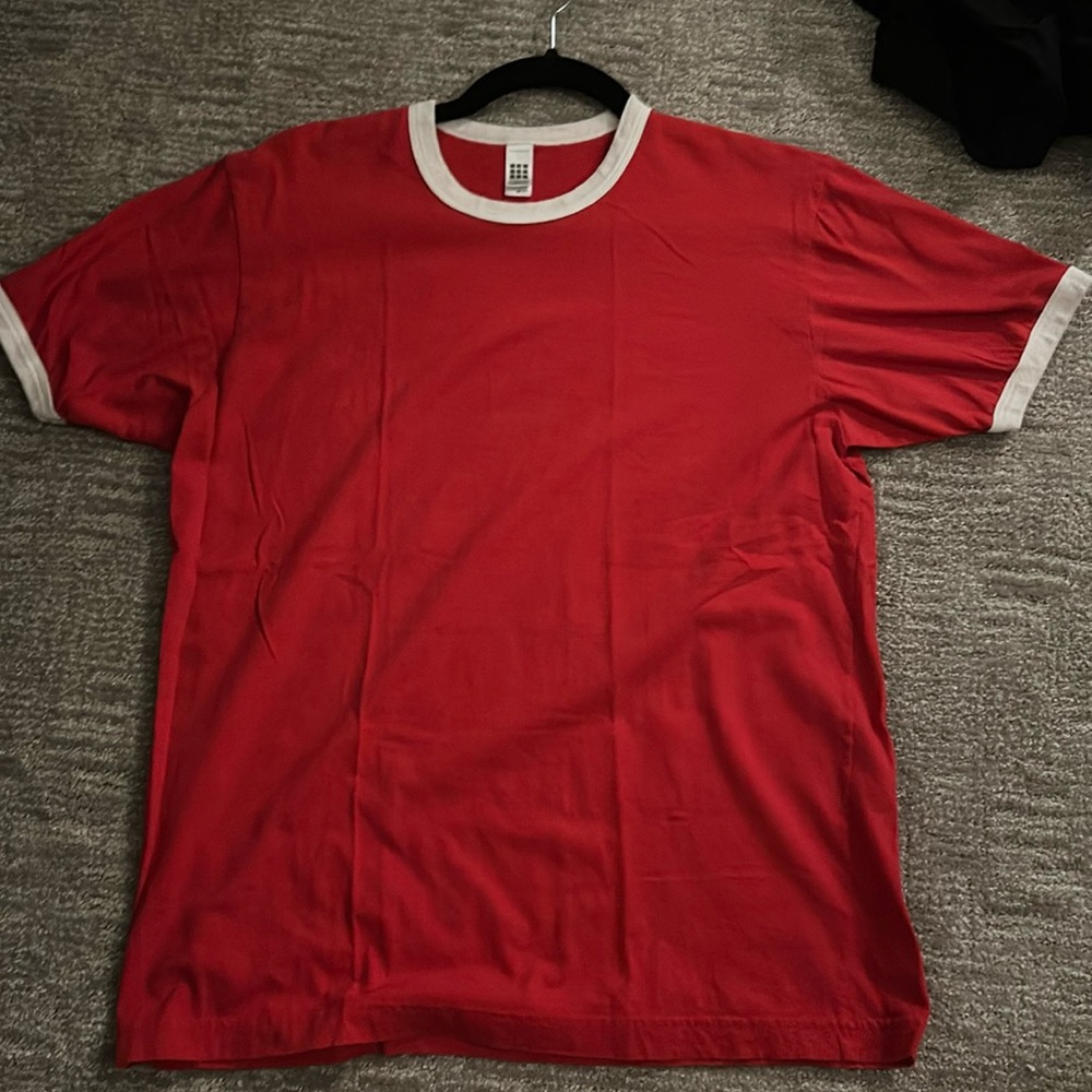 Red American Apparel Ringer tee